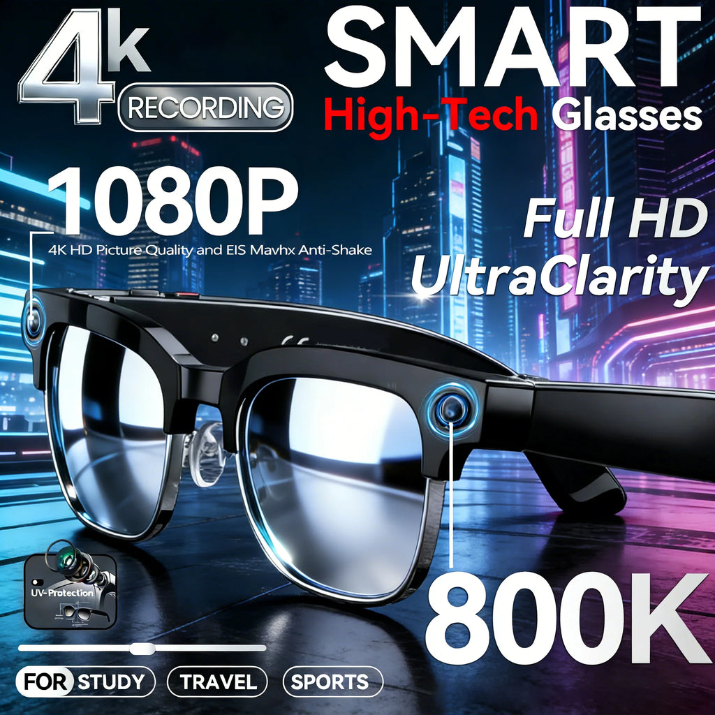 AI Smart Glasses 4K HD – Camera Recording, Bluetooth Calls & Live Voice Translation